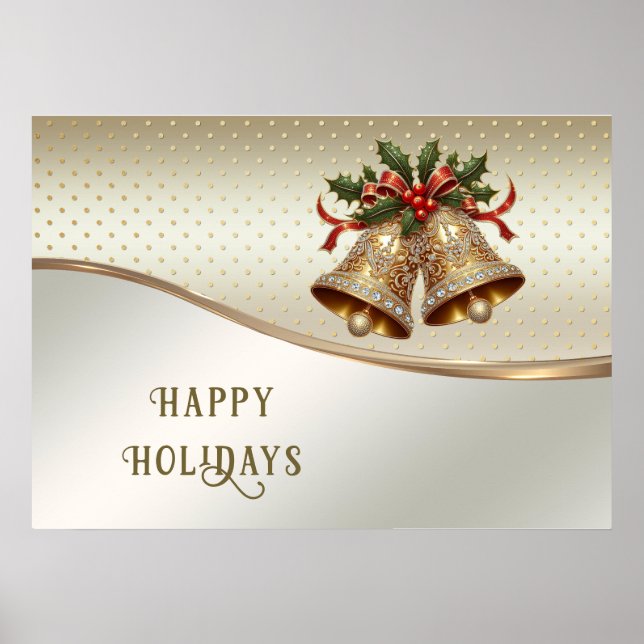 Poster de Férias de Natal Dourado (Frente)