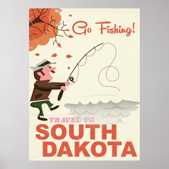 Poster de férias de pesca de vinhedo de Dakota do  (Frente)