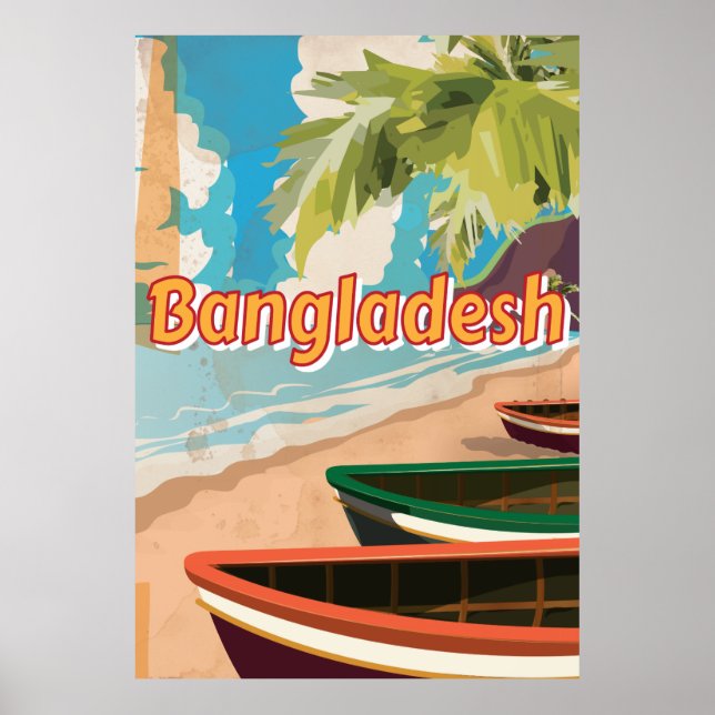 Poster de férias do Bangladesh Vintage (Frente)