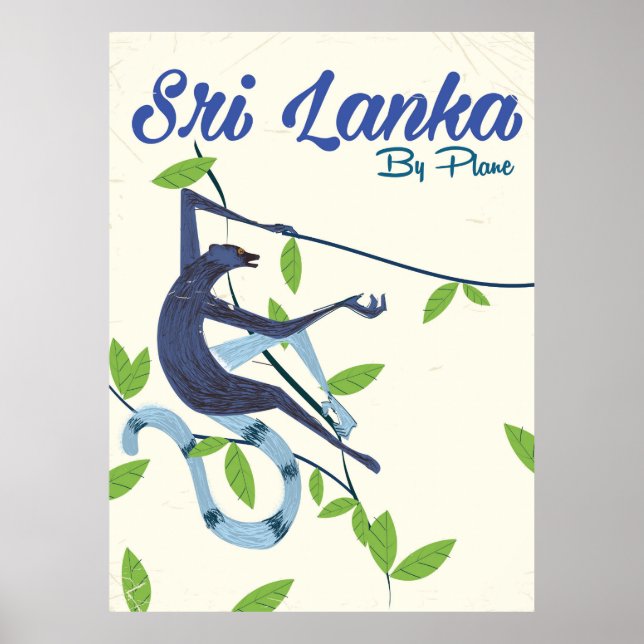 Poster de férias do macaco Sri Lanka (Frente)