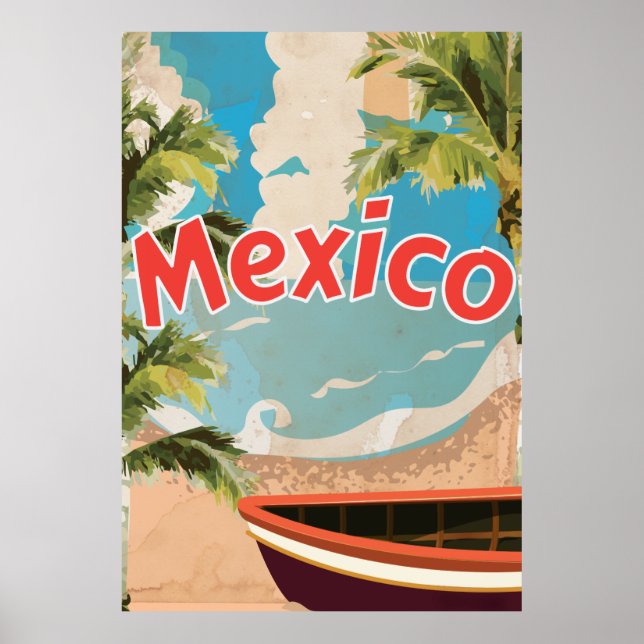 Poster de férias do México Vintage (Frente)