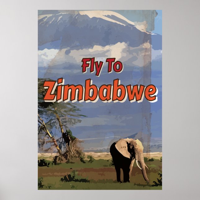 Poster de férias do Zimbabwe Vintage (Frente)