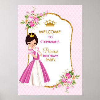 Poster de Festa de aniversário bonito Brunette Pri
