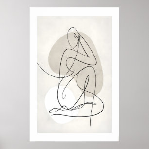 Pôster de Figura de Contorno Abstrato - Cinza Neut