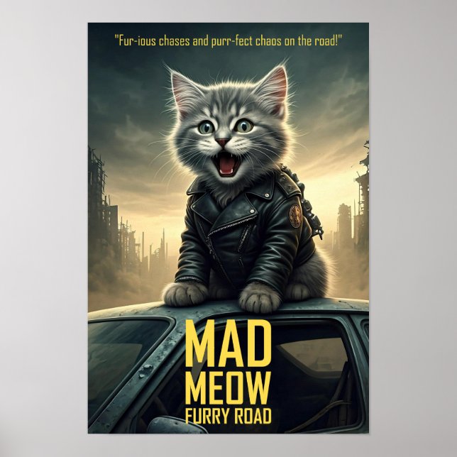 Poster de Filme Engraçado - Mad Meow: Furry Road - (Frente)