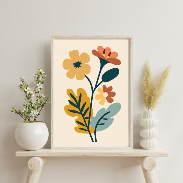 Poster de Flor Botânica Elegante Boho Abstrato (Criador carregado)