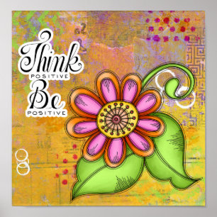 Poster de Flor de Dobra de Reflexão Positiva da B