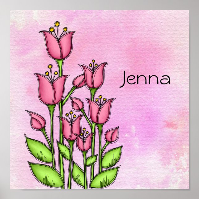 Poster de Flor de Portas de Aquarela Abençoada (Frente)