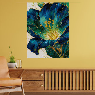 Poster de Flor Dourado | Wall Art