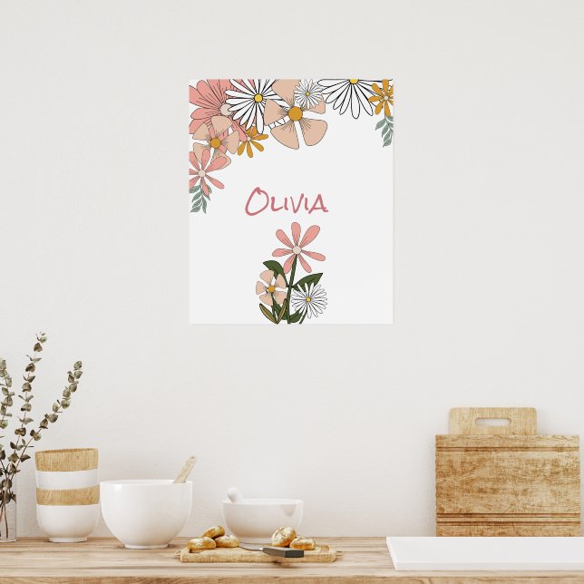 Poster De Flor Retroativo Para Sala Rapariga (Cozinha)