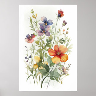 Poster de flor silvestre de aquarela