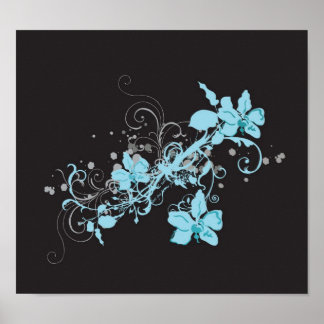 Poster de flores azuis