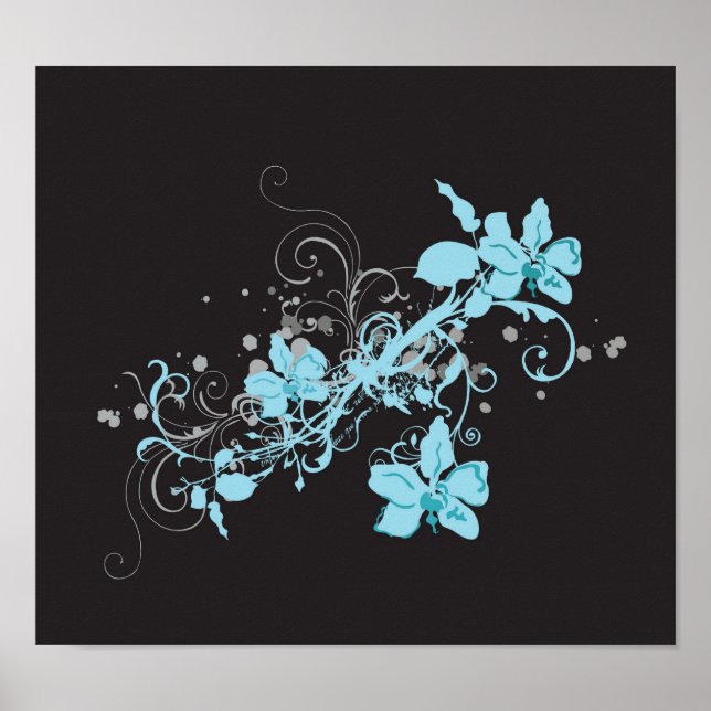 Poster de flores azuis (Frente)