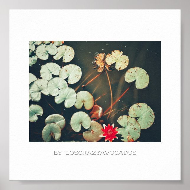 Poster de Flores de Linho de Água Verde Estilizada (Frente)