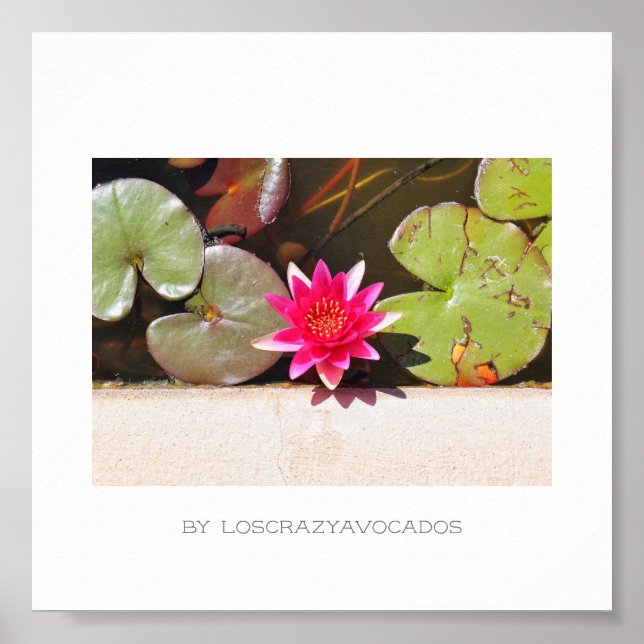 Poster de Flores de Linho de Água Verde Estilizada (Frente)