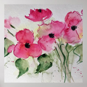 Poster de flores rosas