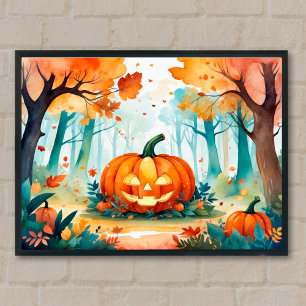 Poster de Floresta do outono de Lanterna Jack O’