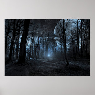 Poster de floresta lua de OVNI