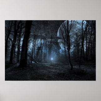 Poster de floresta lua de OVNI