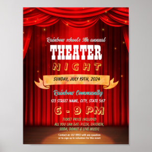 Poster de folheto de evento noturno de teatro