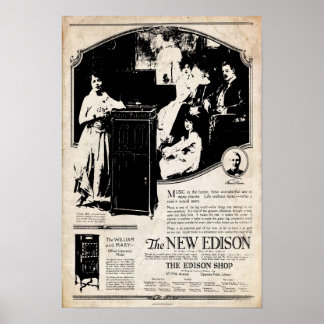 Poster de fonógrafo Edison de 1917