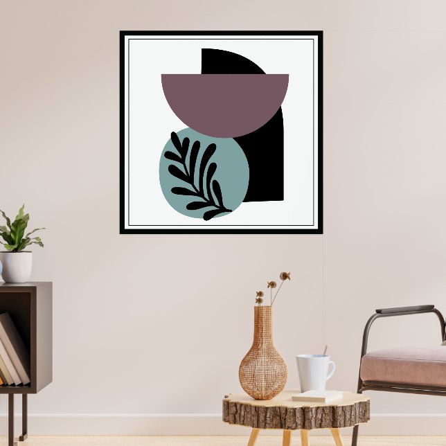 Poster de Formas Abstrato de Preto, Taupe e Azul (Sala de Estar 3)
