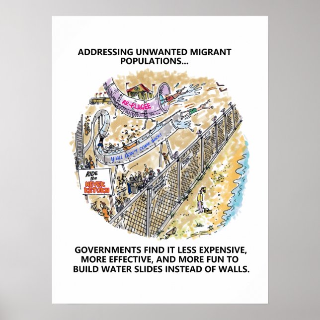 Poster de fossos de água para refugiados (Frente)