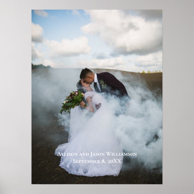 Pôster de Foto de Casamento com Nomes e Data Perso (Frente)