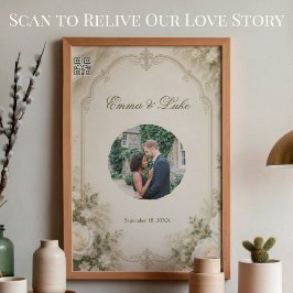 Pôster de Foto de Casamento Personalizado com QR P