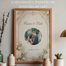 Pôster de Foto de Casamento Personalizado | Floral