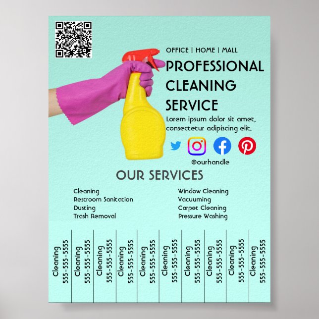 poster de Foto de limpeza verde com presilhas rasg (Frente)