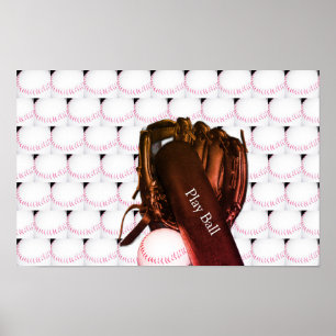 Poster de Foto de Luva de Bat Baseball