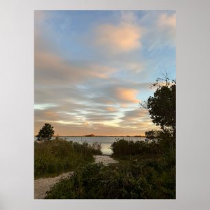 Pôster de Foto de Pôr do Sol na Paisagem Aquática