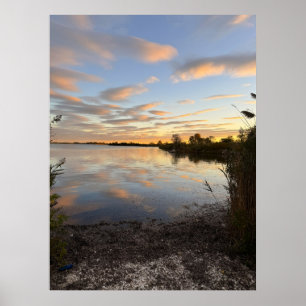 Pôster de Foto de Pôr do Sol na Paisagem Aquática