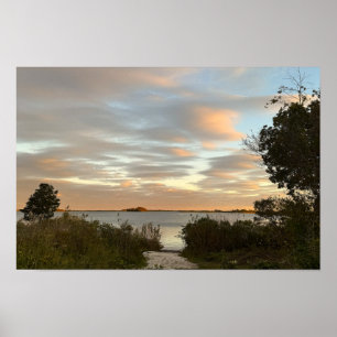 Pôster de Foto de Pôr do Sol na Paisagem Aquática