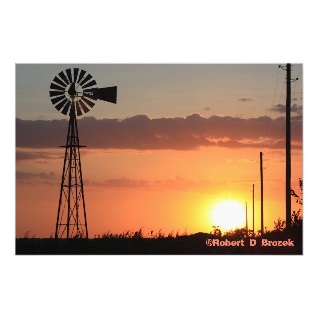 Poster de Foto de Silhouette Sunset do Kansas Wind (Frente)