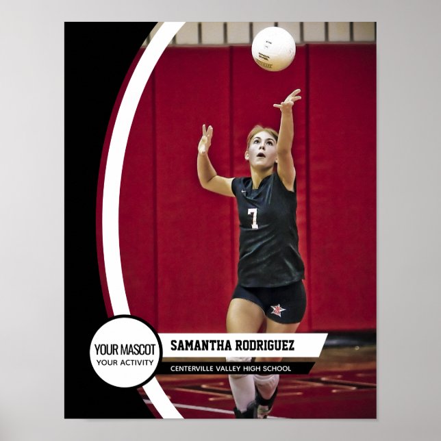 Pôster de Foto Escolar com Moldura Curva Preta (Frente)