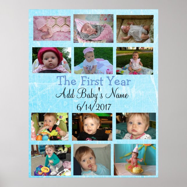 Poster de Foto para Bebê de Colagem Personalizada  (Frente)