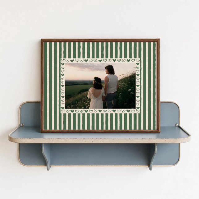 Pôster de Foto Personalizado - Presente de Coração (Dark Green Heart Photo Poster - close-up view (frame/decor not included)
)