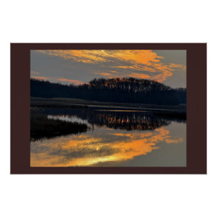 Pôster de Foto Reflexo da Paisagem Aquática do Pôr