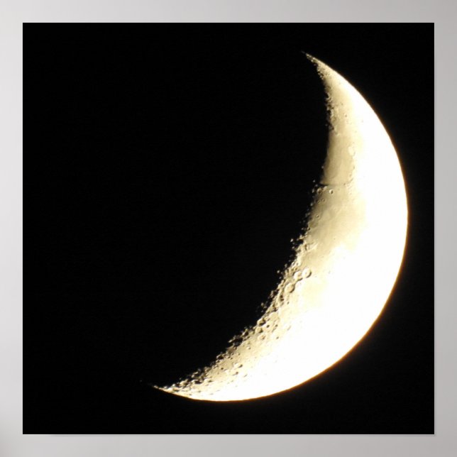 Pôster de fotografia aproximada da Lua e crateras (Frente)
