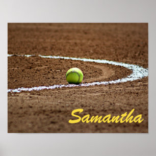 Poster de fotografia de softball com nome personal