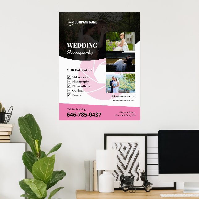 Poster de Fotografia Personalizada de Casamento (Escritório em casa)