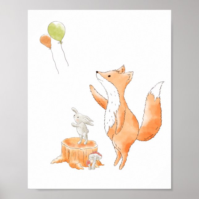 Poster de Fox de Aquarela (Frente)