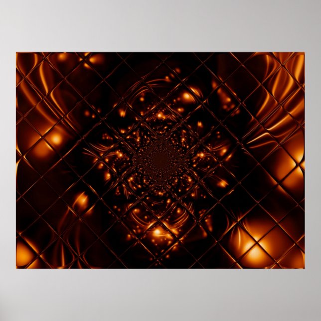 Pôster de Fractal de Vidro de Fogo Abstrato (Frente)