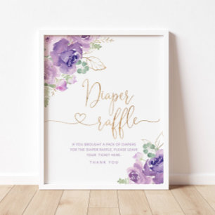 Poster de fralda floral de lilás púrpura Elegante