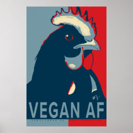 Poster de frango branco-Pop vermelho - Vegan AF
