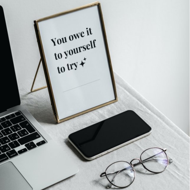 Poster de frase inspiradora branca e preta (Criador carregado)