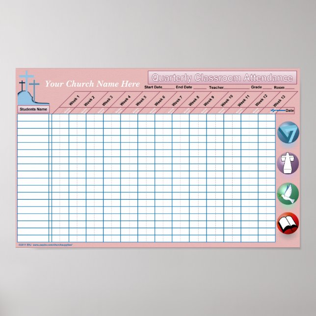 Poster de frequência de sala de aula (Frente)