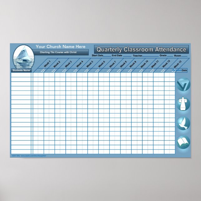 Poster de frequência de sala de aula (Frente)